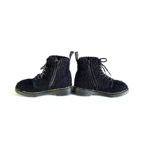 DR MARTENS Junior 1460 Pascal Tinsel Fur Lace Up Boots Black 12 29 Sparkly Girls - Picture 7 of 14